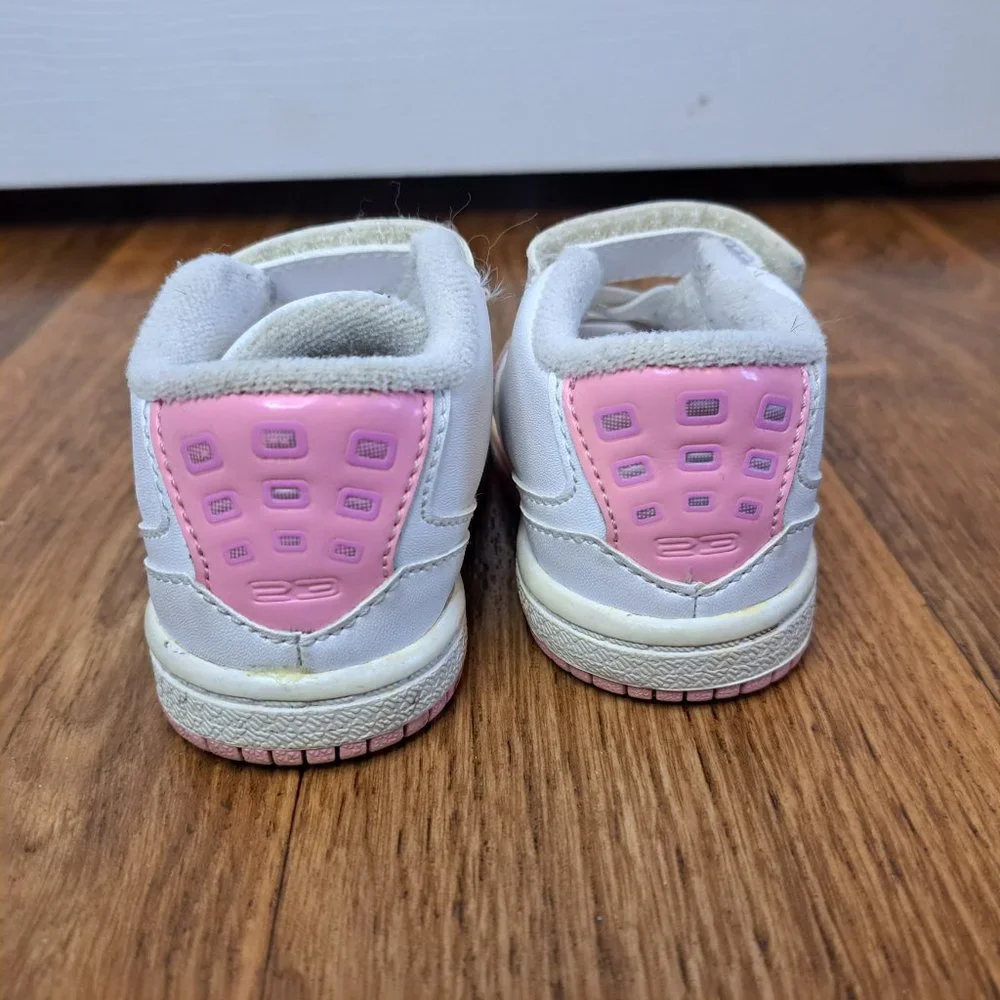 Jordan Baby Infant Girl's Hook and Loop Sneakers Pink and White Size 4C